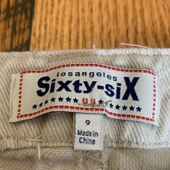 Los Angeles Sixty Six Off White tan Wide Leg Light Weight Cargo Pants Size 9 - Picture 9 of 10